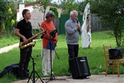77. Otvorenie vernisáže -  básnik  Vlado Valko, saxofónista  Jaš a Karol Piovarcsy